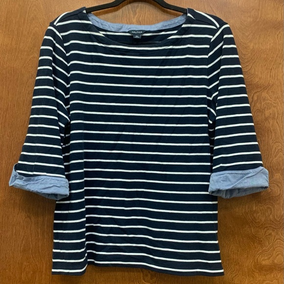 4 for $20 Nautica stripe top navy size XL - Picture 1 of 7